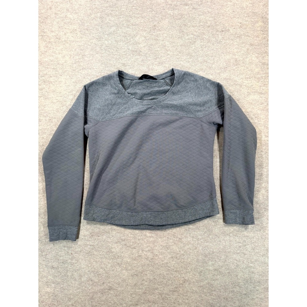 The North Face Recover Up Quilted Crew Sweatshirt Womens Medium Gray Curved Hem